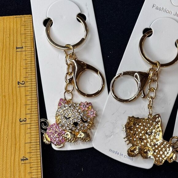 Mint BAG CHARM Sparkly Sleeping Kitty Cat Keychain/Purse Charm Clear - Picture 7 of 15